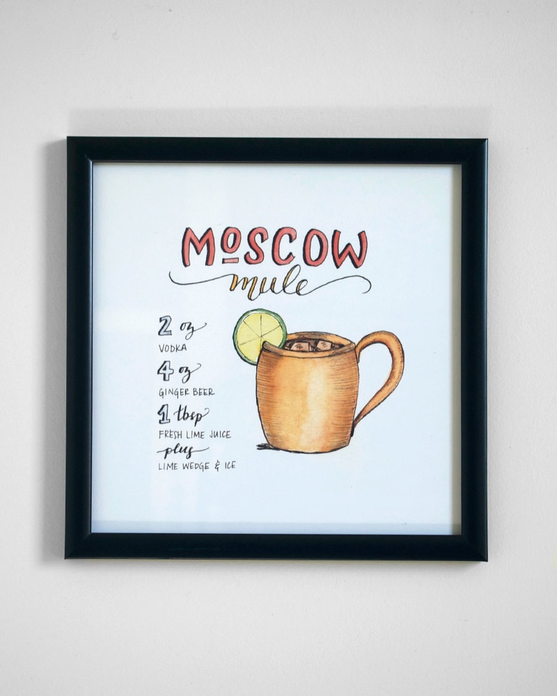 Moscow Mule Cocktail Recipe Print of Original Handlettered - Etsy