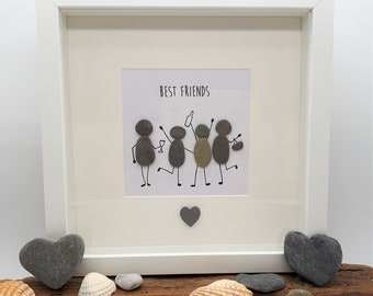 Best Friends (4 people) - Cornish Pebble Art Picture