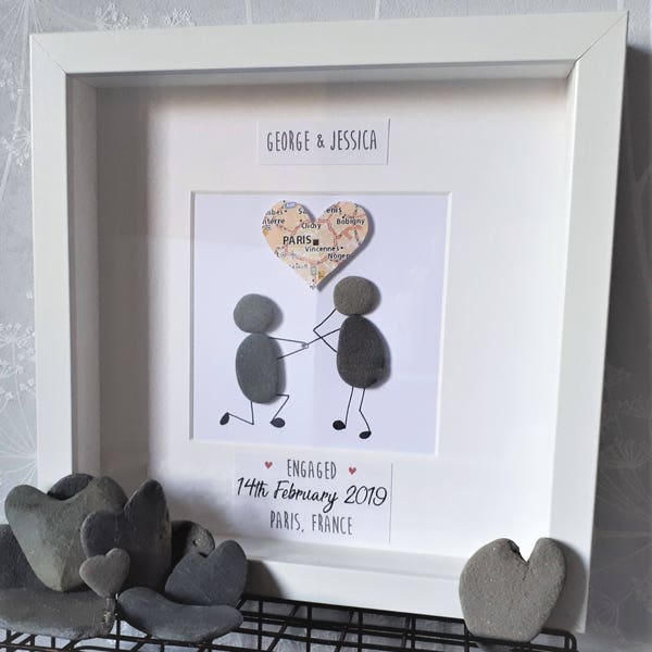 Personalised Engagement Picture - Cornish Pebble Art Picture