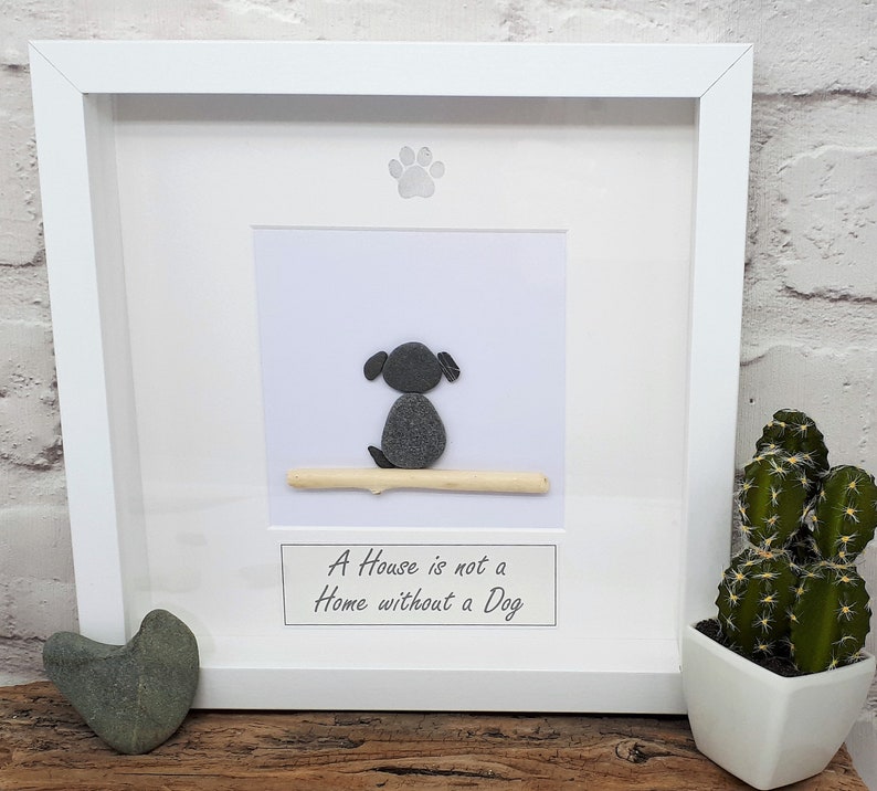 A House is not a Home without a Dog Cornish Pebble Art Picture image 1