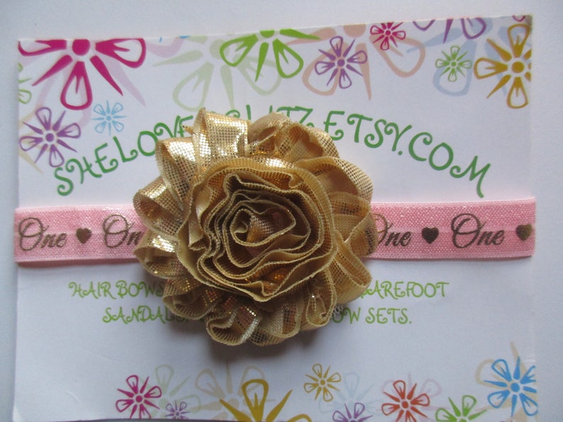 Pink and Gold 1st Birthday Headband First Birthday Headband Pink and Gold Baby Headband, Baby Girl Headband 1st Birthday Headband