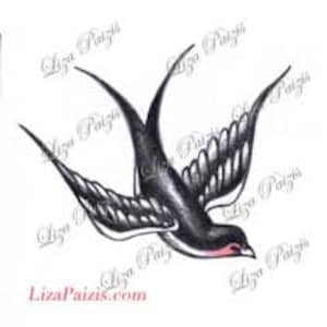 Traditiona style swallow tattoo old school Swallow bird tattoo design by Liza Paizis