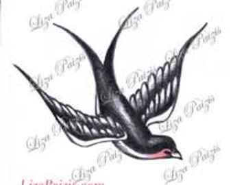 Traditiona style swallow tattoo old school Swallow bird tattoo design by Liza Paizis
