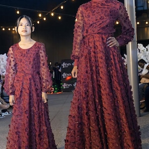 Mother Daughter matching maxi dresses Mommy and Me Plum Blossom Floral dress