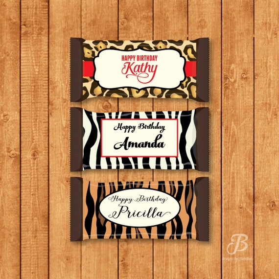 Download Customized Animal Print Candy Bar Wrapper for Hershey Bars ...