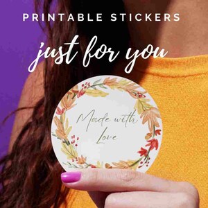 Geschenk Stickers Made with love 24 Printable Digital Download Geschenk A4
