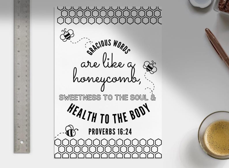 Printable Bee Kind Bible Coloring Pages - Scripture Printable | Digital ...