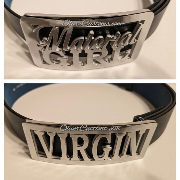 BOY TOY Madonna Material Girl Virgin Old School Hip Hop Custom name belt Buckle:  Personalized Polished chrome silver Costume Cosplay