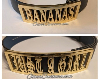 Bananas Gwen Stefani No Doubt JUST A GIRL Old School Hip Hop Custom name belt Buckle:  Personalized Polished Gold Costume Cosplay