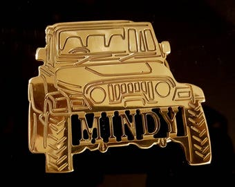 Jeep Wrangler Custom name belt Buckle: Your Name Personalized Polished Brass, Rose Gold, or Chrome