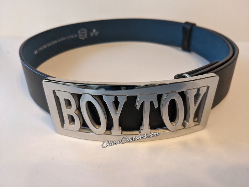 BOY TOY Madonna Old School Hip Hop Custom name belt Buckle: Personalized Polished chrome silver Costume Cosplay image 1