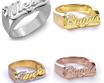 Name Ring Custom Script Initial ring  Gold, Silver, Rose Gold