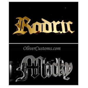 3D Raised Letter Oval Custom name belt Buckle or Chrome Personalized Polished Brass Rose Gold