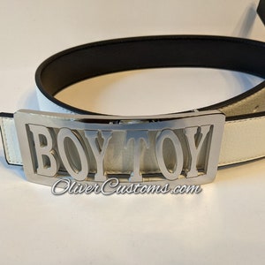 BOY TOY Madonna Old School Hip Hop Custom name belt Buckle: Personalized Polished chrome silver Costume Cosplay image 2