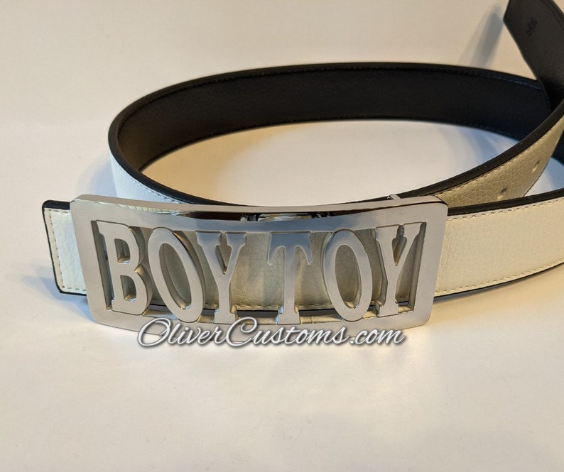 BOY TOY Madonna Old School Hip Hop Custom name belt Buckle: Personalized Polished chrome silver Costume Cosplay image 2