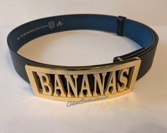 Bananas Gwen Stefani Old School Hip Hop Gürtelschnalle mit individuellem Namen: Personalisiertes, poliertes Gold, Kostüm, Cosplay