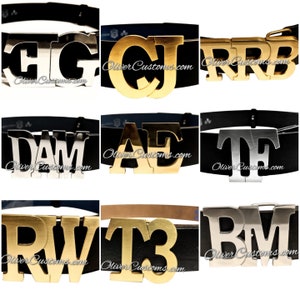 Personalized Luxury custom Designer monogram initial logo belt buckle: Polished Brass, Rose Gold, or Chrome name belt