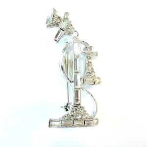 Delightful Vintage Mid-Century Sparkling Old Fashioned Telephone Pin
