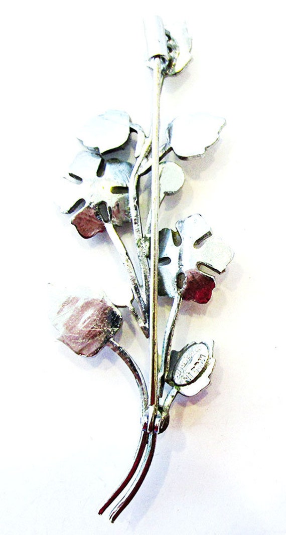 Czechoslovakia 1930s Vintage Diamante Floral Pin - image 2