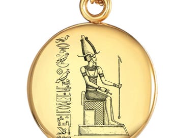 Osiris Pendant Necklace – Ancient Egyptian Talisman, Engraved Hieroglyph Jewelry, Stainless Steel or 18K Gold Plated, Mythology Gift #601