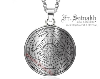 Seven Archangels seal necklace, stainless steel pendant, Angel Magick, Michael, Gabriel, Samael, Raphael, Zadkiel,  Haniel,  Tzafqiel #467