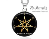 7 Pointed Fairy Star With Planet Signs talisman, Seven Planets Septagram, Astrology jewelry, Planet necklace, Magic jewellery, Witch #535