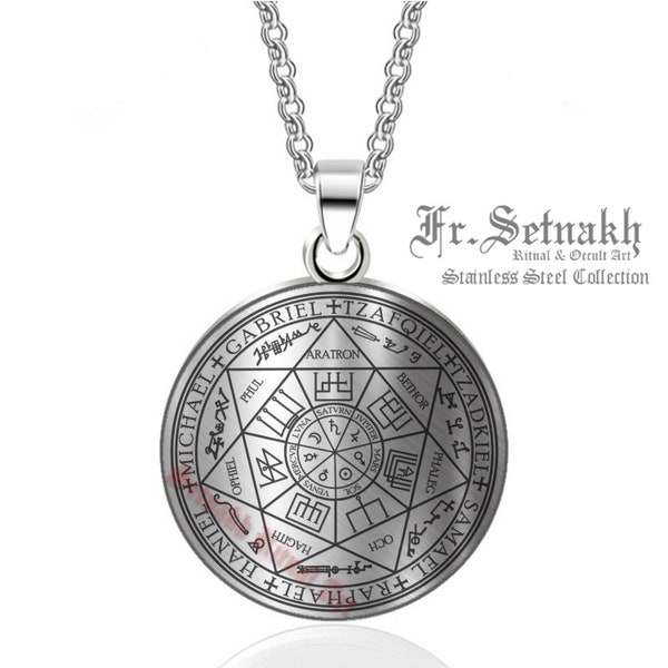 Collier sceau des sept archanges, pendentif en acier inoxydable, magie des anges, Michael, Gabriel, Samael, Raphael, Zadkiel, Haniel, Tzafqiel #467