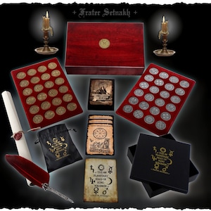 Conjunto de 44 pentáculos de Salomón hechos a mano / Sellos planetarios, riqueza, salud / Herramientas mágicas esotéricas, protección angelical, colección de monedas y cartas