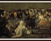 LONG PRINT Witch art: "Witches' Sabbath" by Goya print, Devil poster, satanic goat, occult, gothic art, magic home decor, witchcraft #392