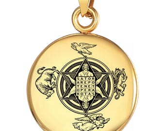 Sator Square & As Above So Below Talisman Necklace – Hermetic Pentagram Amulet with Constellations, Esoteric Magic Seal Pendant #577