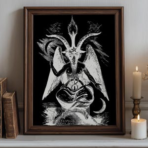 Baphomet Goat Art Print, Eliphas Levi Illustration, Occult Altar Decor #2