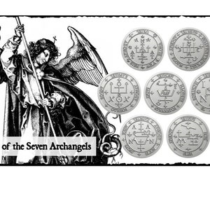 Juego de monedas de ángel de la guarda / Colección de 7 talismanes para protección y guía / Miguel, Gabriel, Uriel, Zadkiel, Rafael, Thavael, Samael