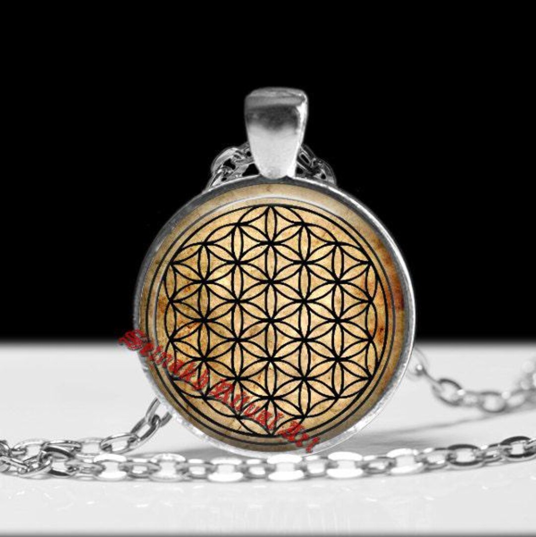 Celtic Fleur De Vie - Collana con ciondolo a forma di fiore della vita, con geometria sacra in vetro, idea regalo