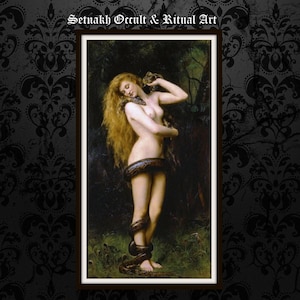 Lilith mit Schlange, Vintage, Dark Art, okkultes Poster, Hexerei, Hexen Print, Wicca #W114