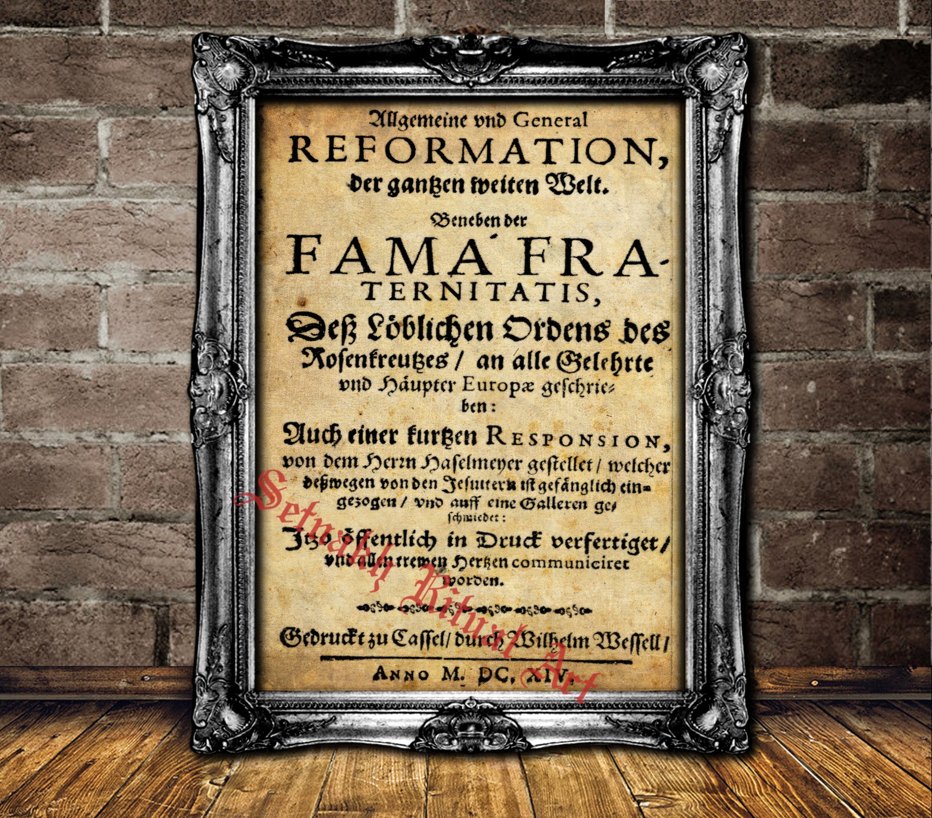 FAMA FRATERNITATIS Rosae Crucis Front Page Print Rosicrucian Etsy