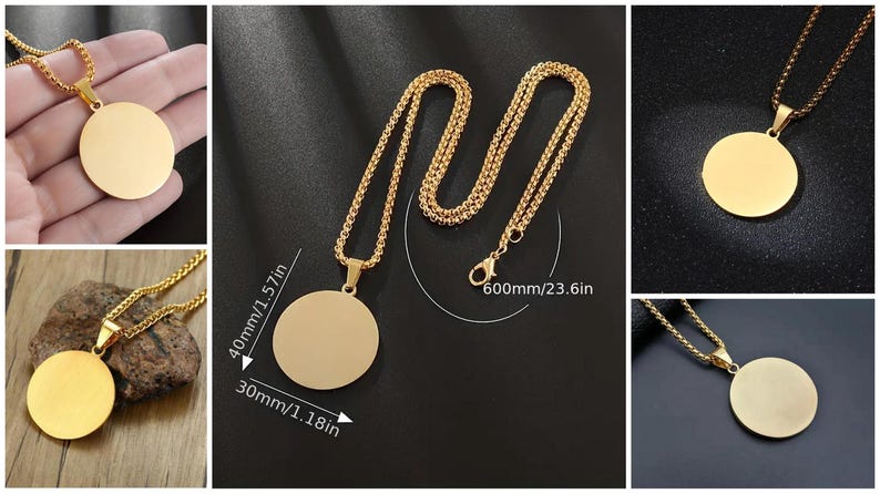 a collage of photos showing different types of necklaces