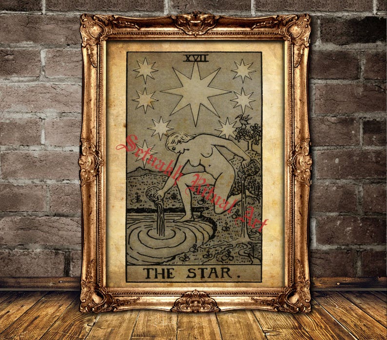 The Star Tarot Card Print, Rider-Waite Deck, Occult Home Decor #396.17 image 2