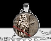 Memento Mori pendant, occult jewelry, Santa Muerte necklace, gothic fashion accessories, medieval illustration, death, skull jewelry #13