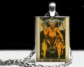 The Devil Tarot card pendant, Satan, Tarot card jewelry, magic pendant, satanic amulet, evil jewelry, Tarot necklace #396.15