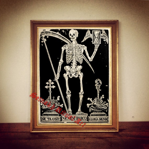 5 Year Anniversary Gift for Men Human Skeleton Anatomy Art, Macabre Dark  Halloween Home Decor, Buried Death Gothic Wall Art A4 Size 