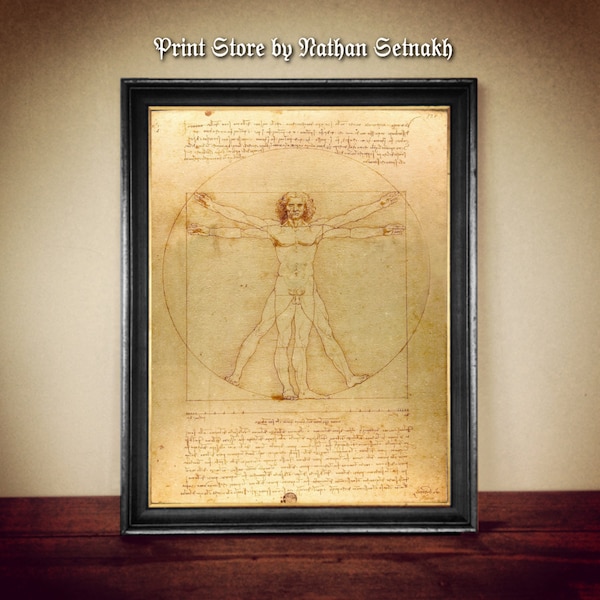 El Hombre de Vitruvio de Leonardo da Vinci, un símbolo de armonía, un canon de proporciones y el epítome de la perfección impresa, cartel #PR9