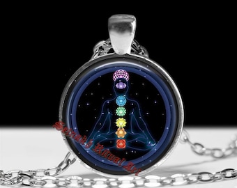 Chakras Energy Centers Pendant, Seven Chakras Meditation Necklace, Spiritual Alignment Talisman, Esoteric Occult Jewelry Gift #194