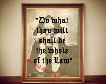 Aleister Crowley Portrait Print, Thelema Occult Art #96