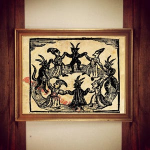 Witches Sabbath Print, Medieval Devil Dancing, Occult Art Poster #341