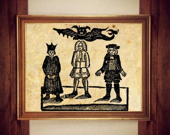 Witchcraft Art Print: Robert Hunt, Devil Woodcut (Occult Poster) #W41