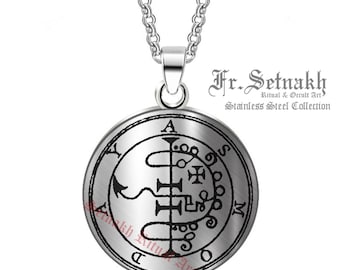Asmoday Sigil Pendant, Stainless Steel Goetia Seal, Occult Amulet #104.32