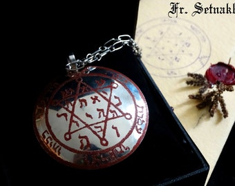 Handmade Solomon Seal Pentacle Medallion, Occult Talisman Necklace