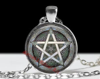 Colgante de pentagrama, joyería de brujería wiccana, talismán pagano n.º 111
