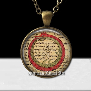 Pendentif serpent Ouroboros – Talisman alchimique, symbole du renouveau éternel # A10
