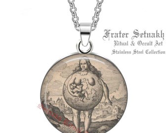 Colgante talismán de personificación de la Tierra, arte alquímico, símbolo gnóstico hermético n.° 541